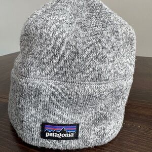 Patagonia Gray Beanie Hat Classic Logo Patch One Size Unisex Winter Knit Cap